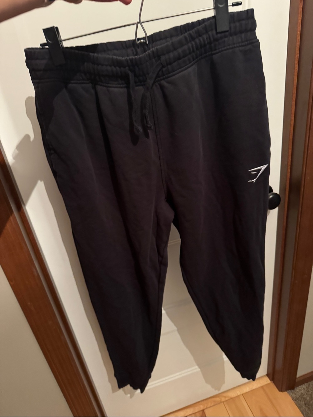 Gymshark Black Men's Jogger Sweatpants with White Logo